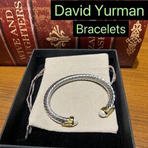 D̲a̲v̲i̲d̲ ̲Y̲u̲r̲m̲a̲n̲ 7mm Cable Classics Bracelet with Pearl & 14k Gold